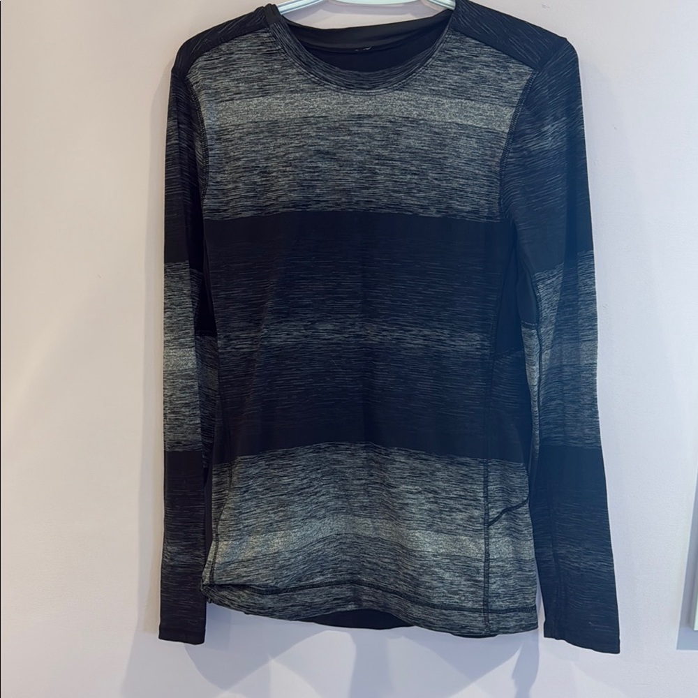 Black and Gray Striped Lululemon Long Sleeve Shirt